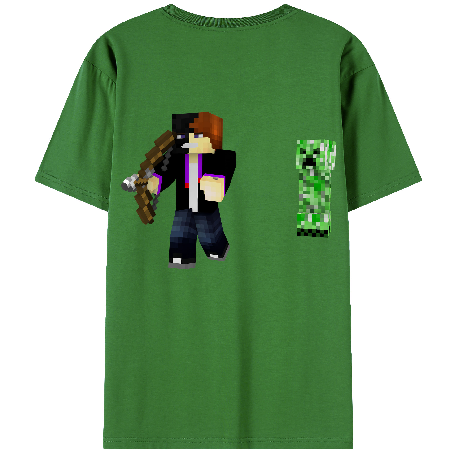 （画像用） マインクラフト ブロックの世界 Minecraft MC Block world レディース半袖Tシャツ(バックプリント)